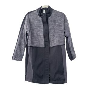 Lululemon Womens Cocoon Car Coat Jacket XS Black Grey Long Snap Button Soft